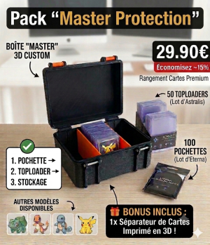 Pack "Master Protection" – Kit Complet 100 Cartes (Boîte de rangement + Toploaders + Sleeves)